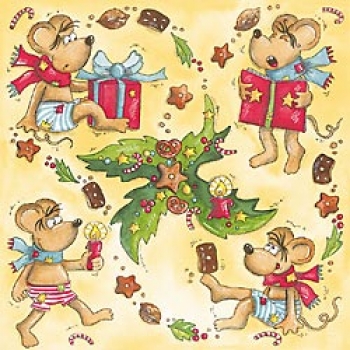 Serviette Vielseidig, Edis Mäuseweihnacht, Rarität